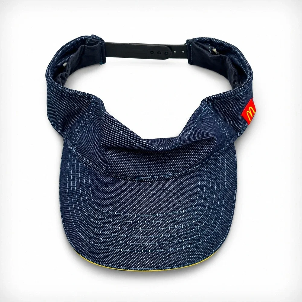 mcdonalds unisex visor hat promotional denim twill navy blue adjustable osfm